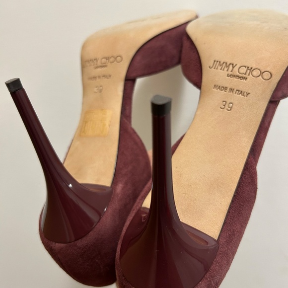 Jimmy Choo *Barely Worn* Burgundy Suede Addison D'Orsay Pumps - Picture 8 of 10